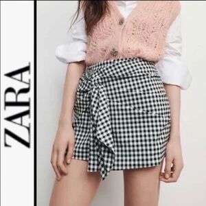 Zara Gingham Skort // Checkered Skirt Size XS